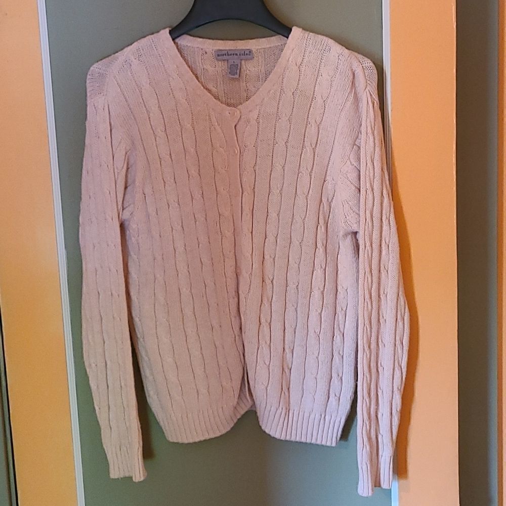 Large Northern Isles Cardigan Cable Knit Sweater